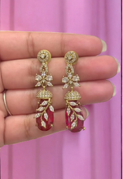 Beautiful earrings with ruby colour stone -perfect for any occasion